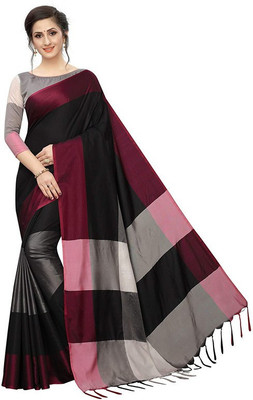 Divastri Color Block Bollywood Art Silk Saree(Black)