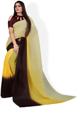 BHAGYAVATI DESIGNER Self Design Daily Wear Georgette Saree(Yellow)