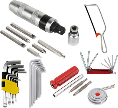 Digital Craft Combo of 7 Essential Item with Impact Screwdriver Set MultiPurpose CRV Portable Impact Screwdriver Set(Pack of 7)