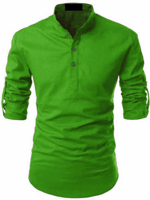 DIGIMI Men Solid A-line Kurta(Green)