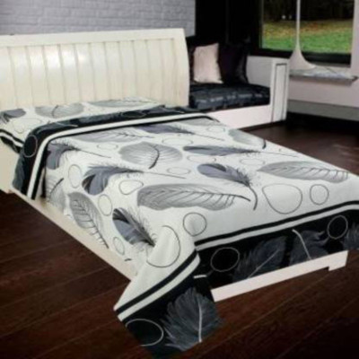 TexKing 144 TC Microfiber Single Printed Bedsheet(Pack of 1, White)