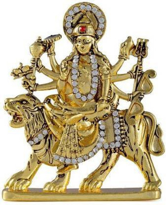 gandak Lord Durga Ma/Mata Sheroali lion gold plate Home/Car/Office/Bus Decorative Showpiece  -  7.5 cm(Gold Plated, Gold)