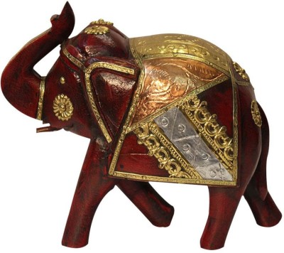 Indune Distressed Burgundy Wooden Elephant Decorative Showpiece  -  12 cm(Wood, Maroon)