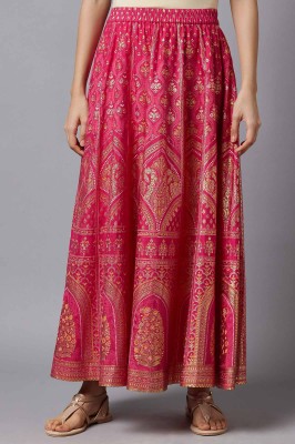 Aurelia Printed Women Flared Pink Skirt