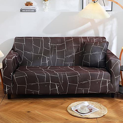 HOUSE OF QUIRK Polyester Abstract 3 Seater Sofa Cover(Grey Pack of 1)
