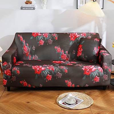 HOUSE OF QUIRK Polyester 3 Seater Sofa Floral Cover(Pack of 1 Brown)