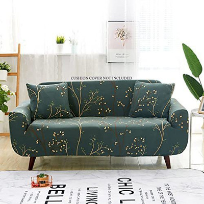 HOUSE OF QUIRK Polyester Abstract 3 Seater Sofa Cover(Green Pack of 1)