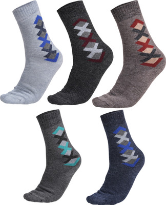 DOUBLE SEVEN Men Argyle Mid-Calf/Crew(Pack of 5)