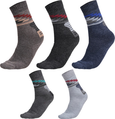 DOUBLE SEVEN Men Printed Mid-Calf/Crew(Pack of 5)