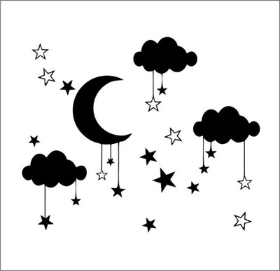Vijaya enterprises 67 cm Moon Sky Star wall sticker poster size (91x23 cm) Self Adhesive Sticker(Pack of 1)