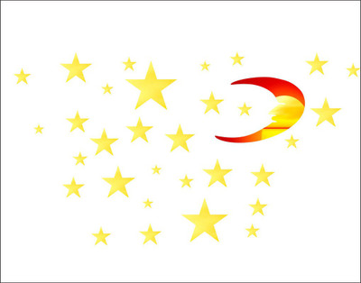 Vijaya enterprises 67 cm Moon and stars Wall Sticker size (60x34 cm) Self Adhesive Sticker(Pack of 1)