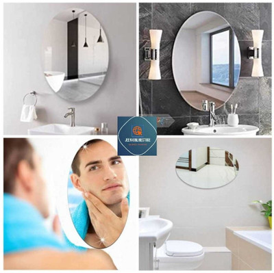vetreo 35.56 cm Oval Shape Sticker Magic Mirror (30 X 45 cm) Reusable Sticker(Pack of 1)