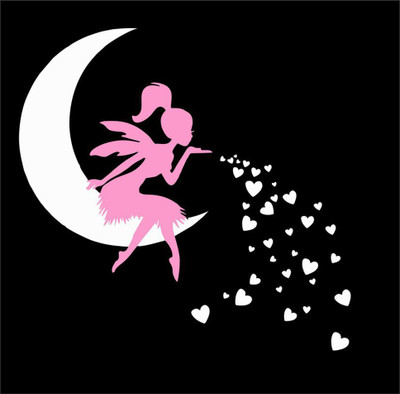 décor nirmal 59 Moon Fairy and Stars Wall Sticker For Baby Girls Covering Area [60x69cm] Self Adhesive Sticker(Pack of 1)