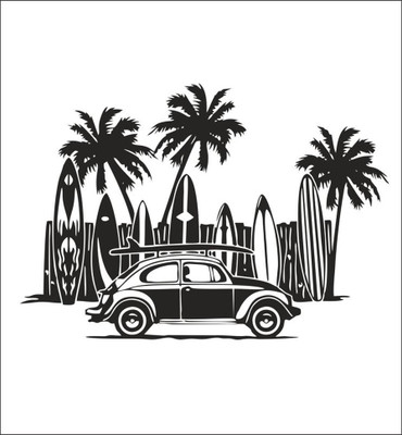 Vijaya enterprises 67 cm Home Decor Old car Wall Sticker Poster size (60x43 cm) Self Adhesive Sticker(Pack of 1)