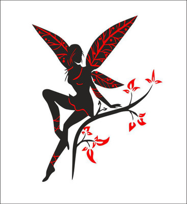 Vijaya enterprises 67 cm Tree With Butterfly Girl wall sticker size (84x107 cm) Self Adhesive Sticker(Pack of 1)