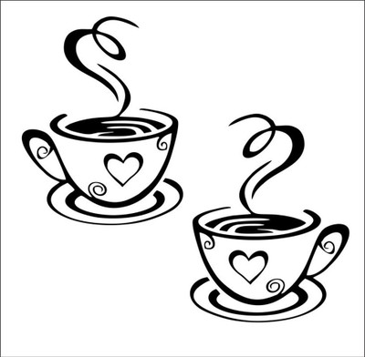 décor nirmal 56 Loving Coffee Cups Restaurant and Cafe Wall Stickers [60x56cm] Self Adhesive Sticker(Pack of 1)