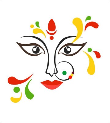 Vijaya enterprises 67 cm Maa Durga Face Art Wall Sticker Poster size (94x85 cm) Self Adhesive Sticker(Pack of 1)