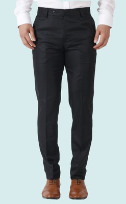 SYLZON Slim Fit Men Dark Blue Trousers