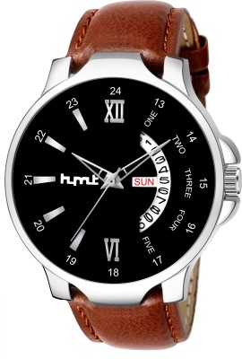 HYMT HMTY-6010 BLACK DIAL AND BROWN STRAP TRENDING DAY & DATE FUNCTIONING FOR BOYS Analog Watch  - For Men
