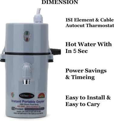 UltinoPro Electro-Meti Instant Mini Geyser 1 L Instant Water Geyser(Grey)