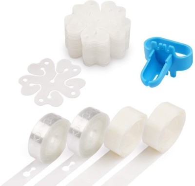 PARTY MIDLINKERZ Solid Balloon Arch Party Decorating 2 Strip 2 Roll Glue dot 5 Flower clip 1 Tying Tool Balloon Bouquet(White, Pack of 10)