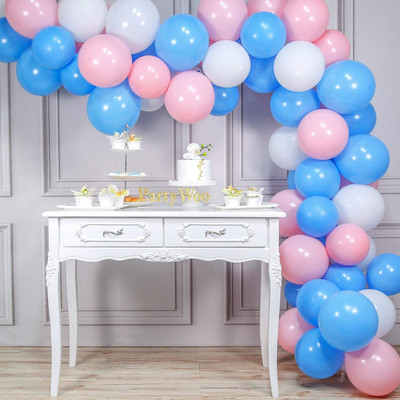 R G ACCESSORIES Solid Baby Shower Decoration Balloon Garland – Pack Of 50 – Baby Shower Decoration Balloon(Pink, White, Blue, Pack of 50)