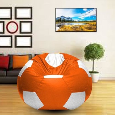 Coaster Shine XL Pouffe Bean Bag Cover  (Without Beans)(Orange, White)