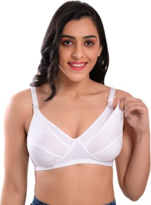 Femzy Cotton Full Cup Non-Padded Feeding Bra Combo -32B(White) Women Maternity/Nursing Non Padded Bra(White)