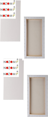 NOZOMI FRAME-CANVAS-6x12-INCH-2-PC Cotton Acid Free Stretched Canvas Board (Set of 2)(White)