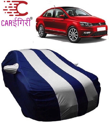 Carigiri Car Cover For Volkswagen Vento (With Mirror Pockets)(White, Blue)