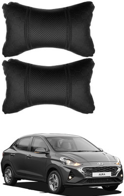 RONISH Black Leatherite Car Pillow Cushion for Hyundai(Rectangular, Pack of 2)