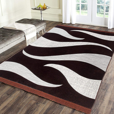 Sparrow world Brown Chenille Runner(5 ft,  X 6 ft, Rectangle)