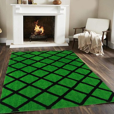 SPA Furnishing Black, Green Polyester Carpet(3 ft,  X 5 ft, Rectangle)