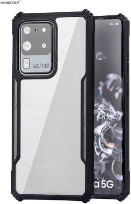 MOBIDEER Back Cover for Samsung Galaxy S20 Ultra 5G, Transparent Hybrid Hard PC Back TPU Bumper(Black, Transparent, Shock Proof, Pack of: 1)