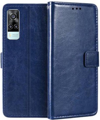 MG Star Flip Cover for vivo Y31 PU Leather Vintage Case with Card Holder and Magnetic Stand(Blue, Shock Proof, Pack of: 1)