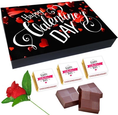 CHOCOINDIANART Very Lovely Happy Valentine's Day with Rose, 12pcs Delicious Chocolate Gift, Truffles(12 Units)