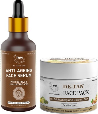TNW - The Natural Wash De-Tan Face Pack & Anti-Ageing Face Serum for Tan-Free & Younger-Looking Skin | With Blend of Natural Ingredients(2 Items in the set)