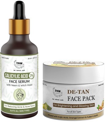 TNW - The Natural Wash De-Tan Face Pack & Salicylic Acid Face Serum | For Removing Tanning, Acne & Blemishes | With Goodness of Natural Ingredients(2 Items in the set)