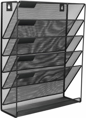 EBOFAB 5 Compartments Metal File Organizer Holder 5- Tier(Black)