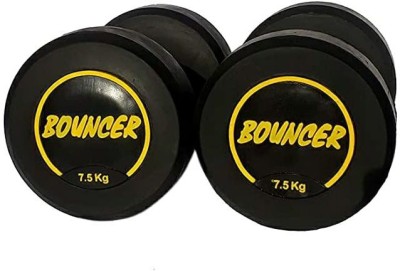 Kiraro Pair of 7.5KG X 2 Premium Quality Rubber Professional Bouncer(Yellow Bouncer) Fixed Weight Dumbbell(15 kg)