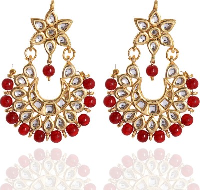 GEODE DELIGHT Chandmroon15 Pearl Alloy Chandbali Earring