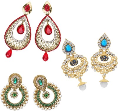 JEWELS GURU Latest Collection Cubic Zirconia, Pearl Alloy Drops & Danglers, Earring Set, Chandbali Earring