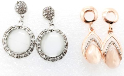 ramya jewels Fashion Jewellery Monalisa Stone Oval and Round Shaped Partywear Drop Earring Cat's Eye Alloy, Brass Drops & Danglers