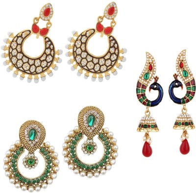 STYYLO FASHION Diva Style Cubic Zirconia, Pearl Alloy Drops & Danglers, Earring Set, Chandbali Earring, Jhumki Earring