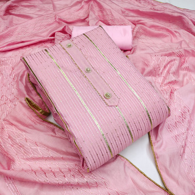 Blissta Chanderi Striped Salwar Suit Material