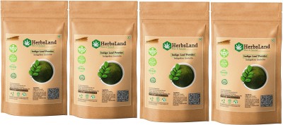 HerbsLand Premium Indigo Leaf (Indigofera tinctoria) powder for hair care (Pack of 4)(800 g)