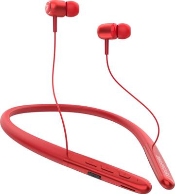 TECHFIRE Fire 200 PRO Neckband hi-bass Wireless Bluetooth headphone Bluetooth Headset  (Red, In the Ear)