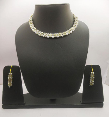 jatin imitation Alloy Gold-plated White Jewellery Set(Pack of 1)