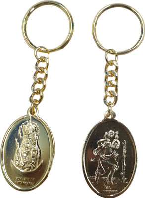 BLESSINGS Set Of 2 Gold Plated Valankanni And St. Christopher Key Chain