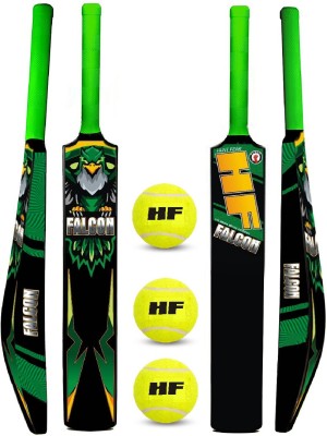 HF FALCON Full Size ( 15-21 YEARS ) COMBO 1 HARD PLASTIC BAT WITH 3 TENNIS BALL Cricket Kit